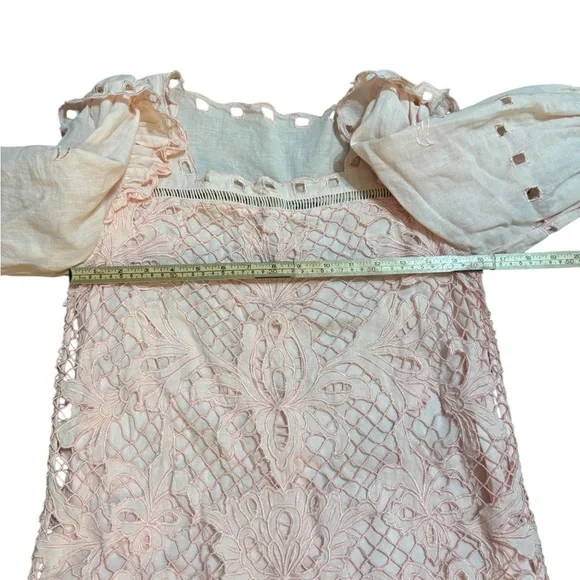 Sundance Blush Pink Embroidered Lace Blouse Romantic Top Sz S - Picture 7 of 11